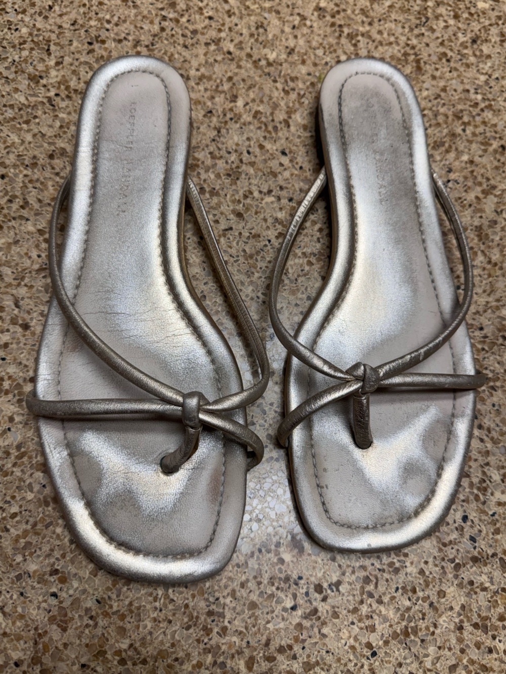 Loeffler Randall Metallic Knot Toe-Loop Sandals - Silver